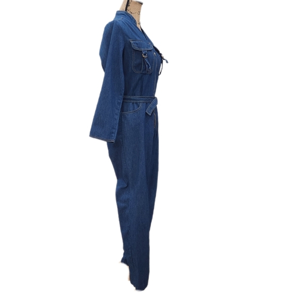 70s Vintage Fredricks Of Hollywood Disco Denim Jumpsuit Womens Small - Picture 4 of 6